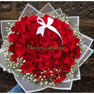 Red Rose Bouquet 12 roses with Green Leaves for Home, Office & Event Décor